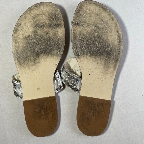 Banana Republic Western Flats Silver Thong Toe Ring Sandals Vintage 90s Size 10 - Picture 15 of 15